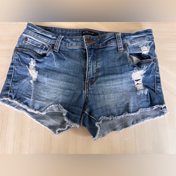STS Blue Distressed Denim Cutoff Shorts – Size 27 - Picture 2 of 8